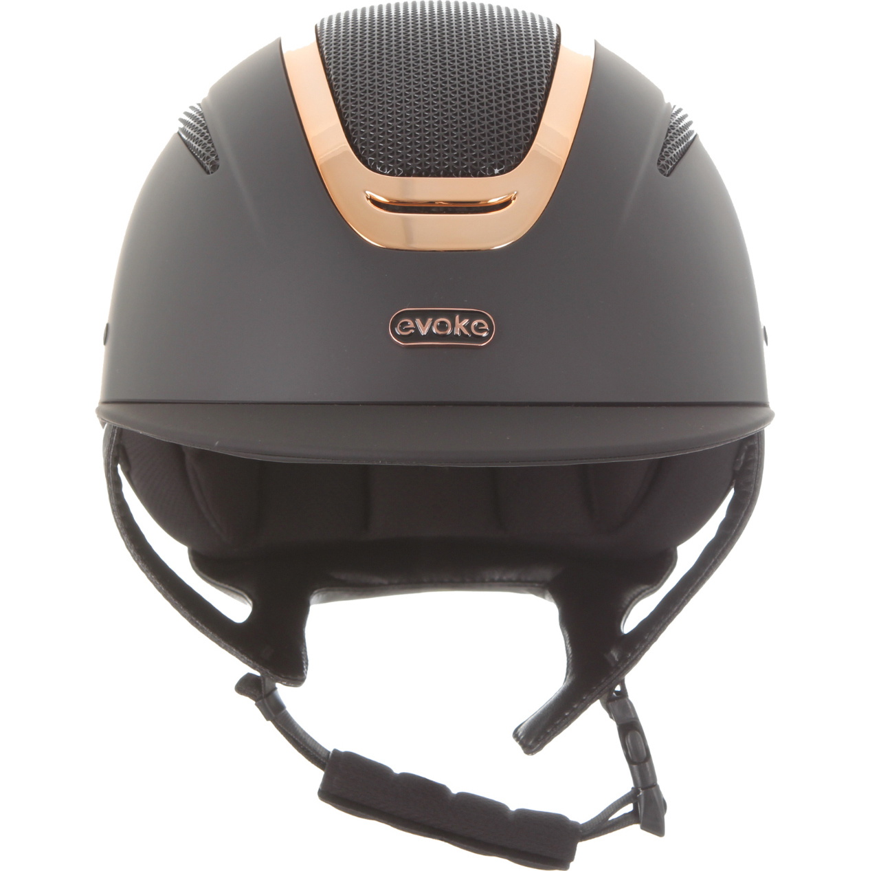 2026 Evoke Unisex Elara Classique Peak Équitation Chapeau & Doublure 200742008 - Black / Rose Gold